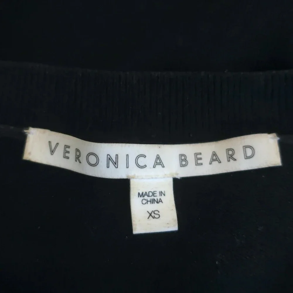 Veronica Beard Adler Mixed Media Sweater Black/Leopard Size Extra Small - Picture 5 of 7